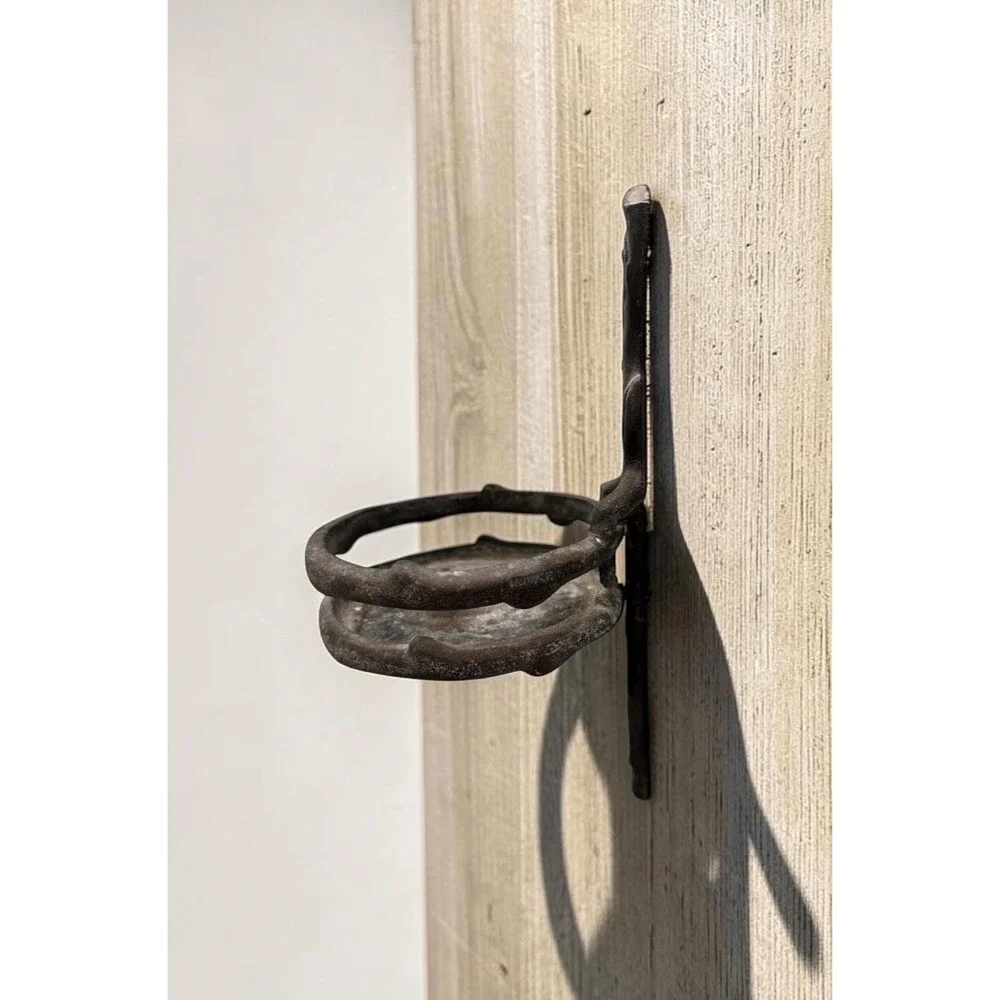 Vintage Brutalist Cast Metal Wall Sconce Holder 8” Plant & Candle Holder